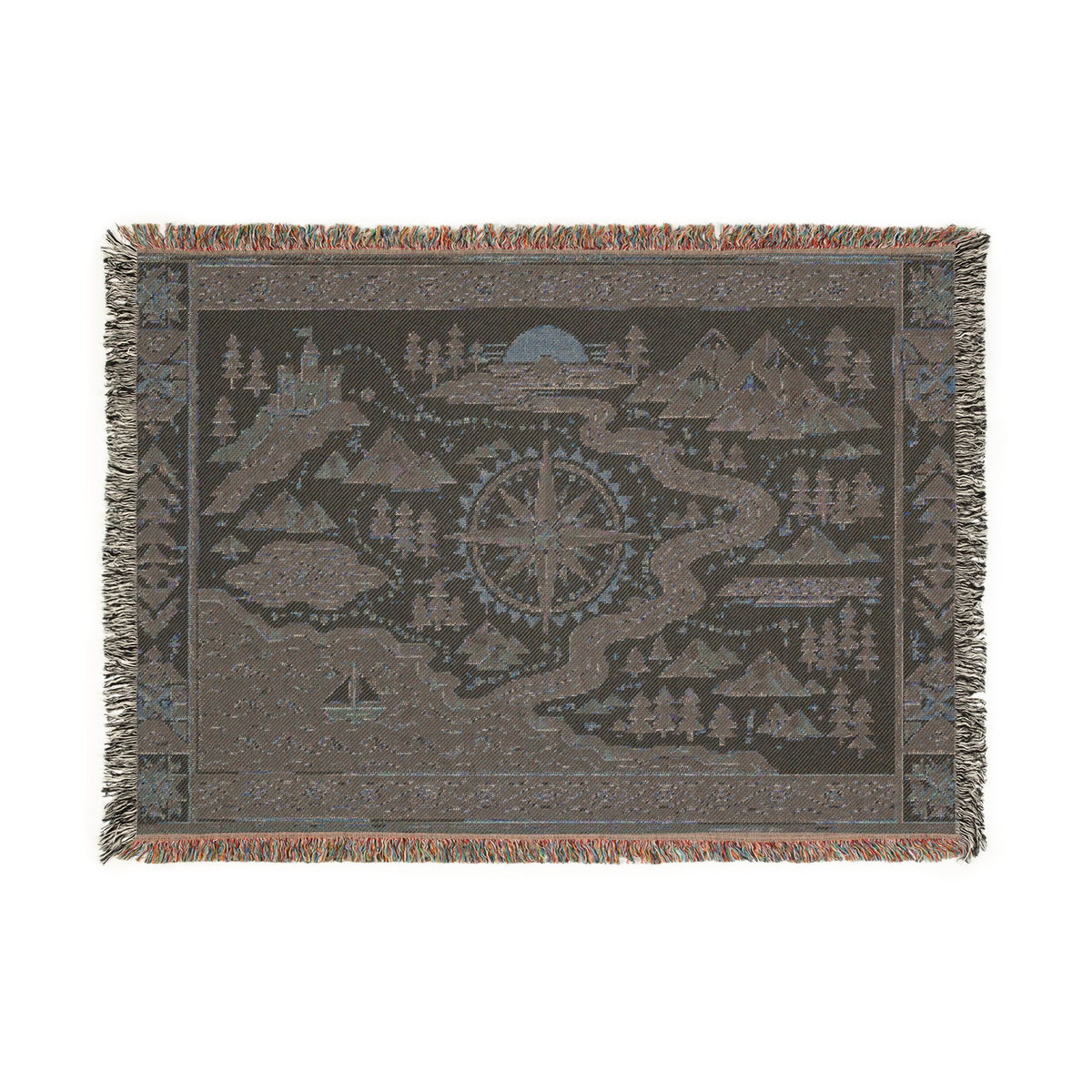 The Cartographer's Dream Woven Throw Blanket - Fantasy Map Tapestry