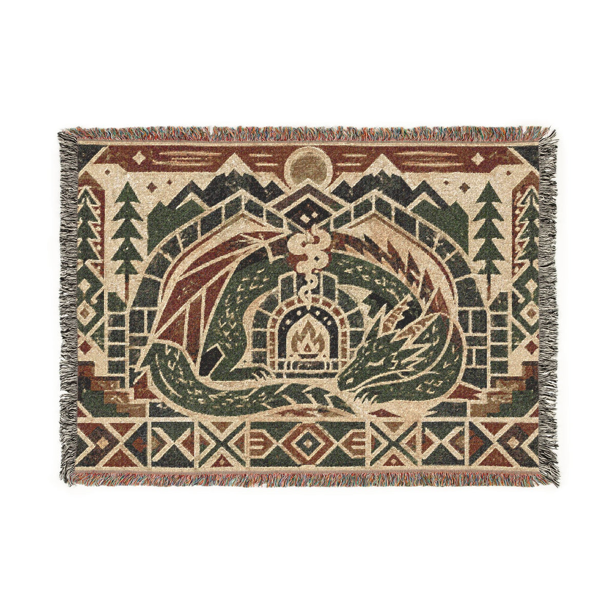 The Dragon's Rest Woven Throw Blanket - Fantasy Dragon Tapestry