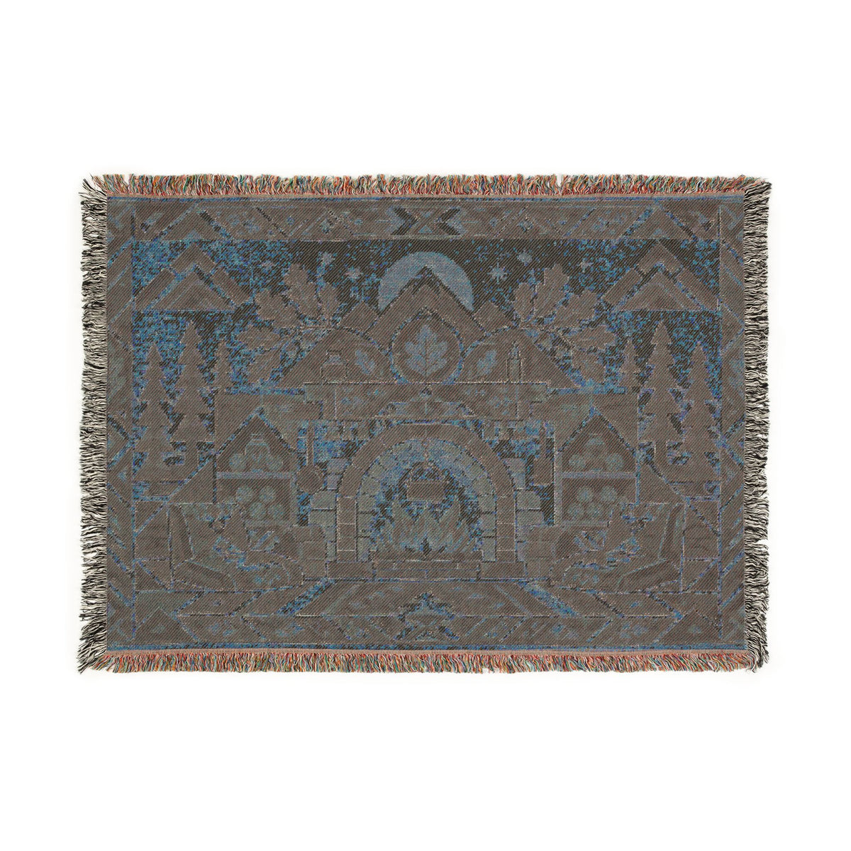 The Hearthkeeper Woven Throw Blanket - Cozy Rustic Fireplace Tapestry