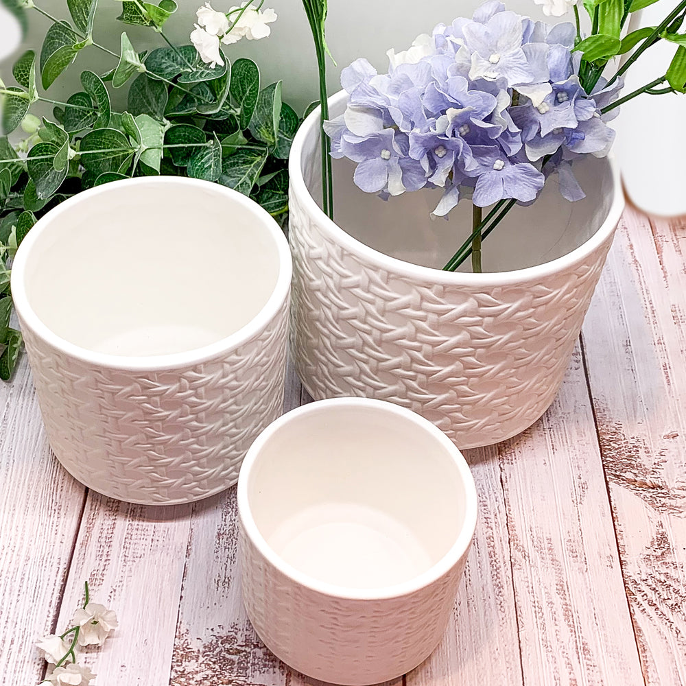 Woven-Cane Ceramic Planters